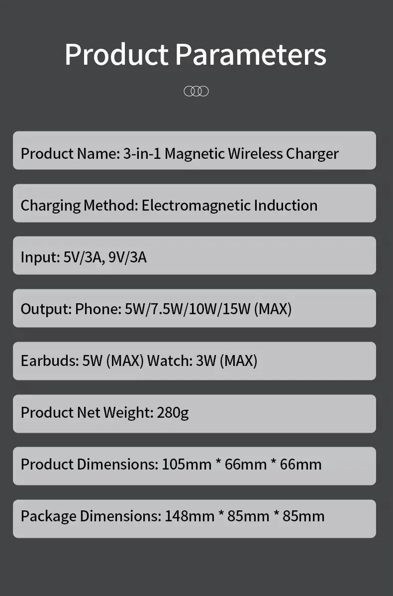 2025 3-in-1 Magnetic Wireless Charger For Iphone 16/15/14/13 Pro Max, Iwatch  Airpods Auto Touchcharger