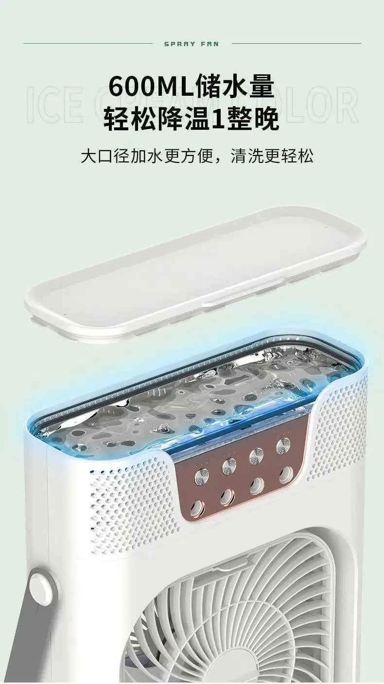 3 In 1 Portable Humidifier Fan Mini Air Conditioners USB Mini fan LED Night Light Water Mist Fun Air Cooler Humidifie For Home