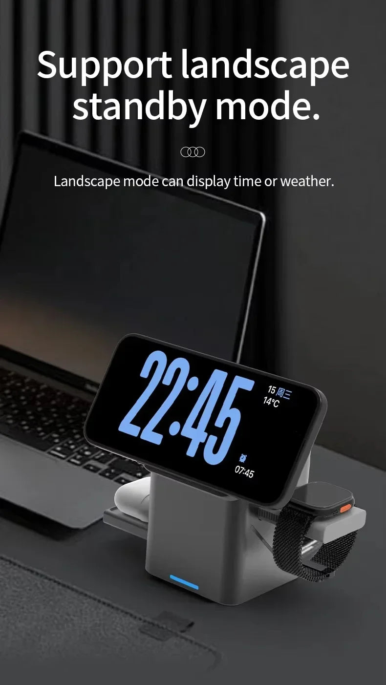 2025 3-in-1 Magnetic Wireless Charger For Iphone 16/15/14/13 Pro Max, Iwatch  Airpods Auto Touchcharger