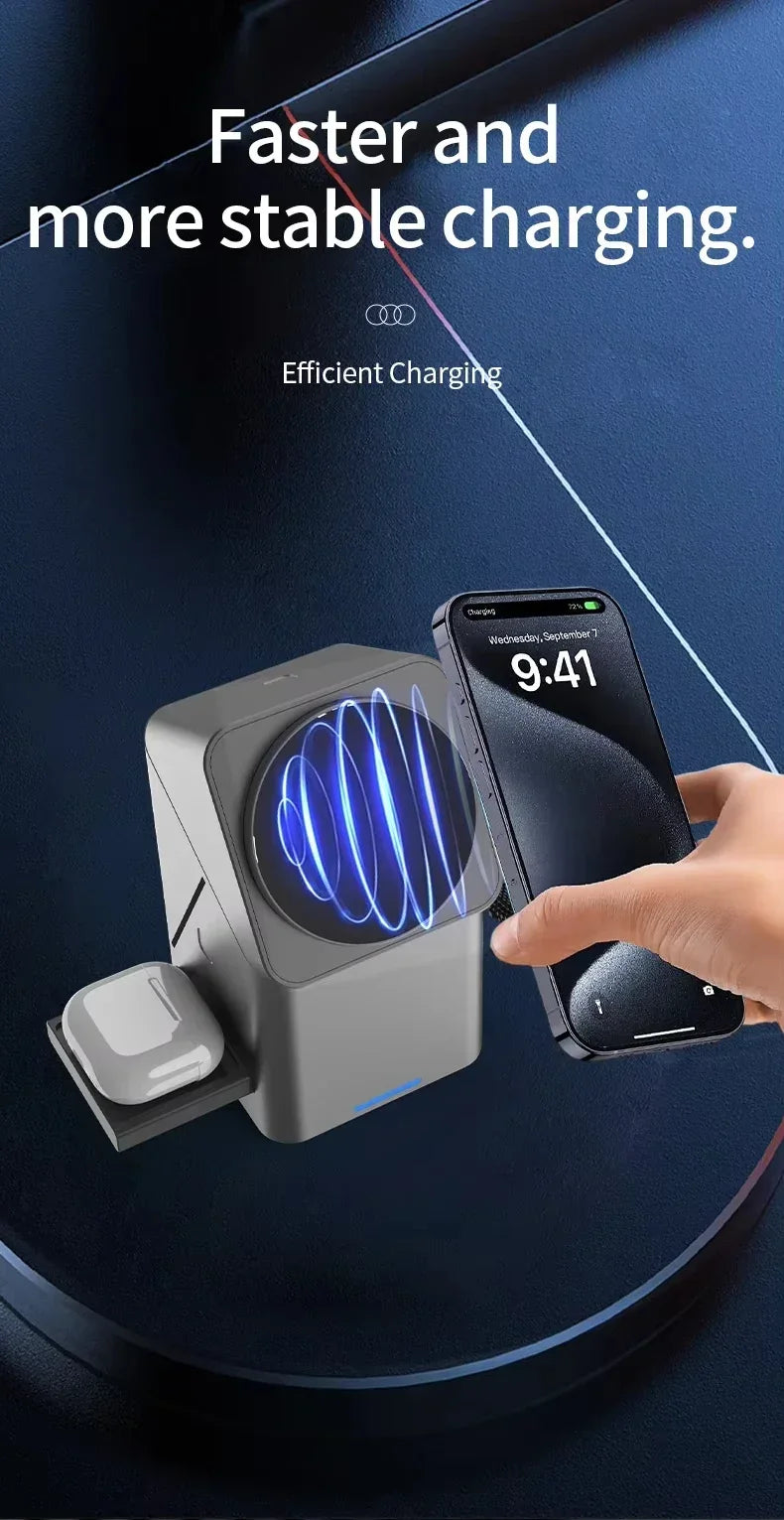 2025 3-in-1 Magnetic Wireless Charger For Iphone 16/15/14/13 Pro Max, Iwatch  Airpods Auto Touchcharger