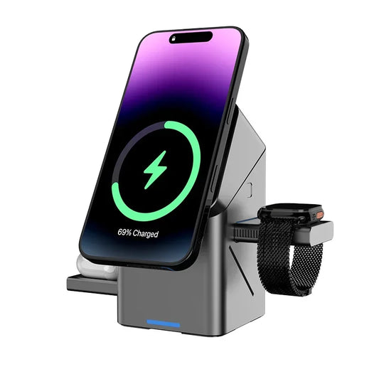 2025 3-in-1 Magnetic Wireless Charger For Iphone 16/15/14/13 Pro Max, Iwatch  Airpods Auto Touchcharger