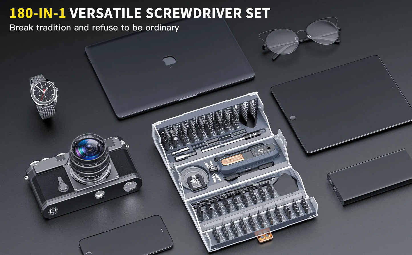 180 in 1 Precision Screwdriver Set Magnetic Drill Bits Professional Hand Repair Tools for iPhone Watch Glasses with Storage Box